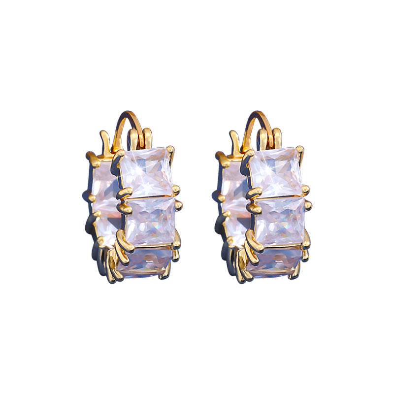 Micro-inlaid Square Zircon Design Earrings For Women Retro