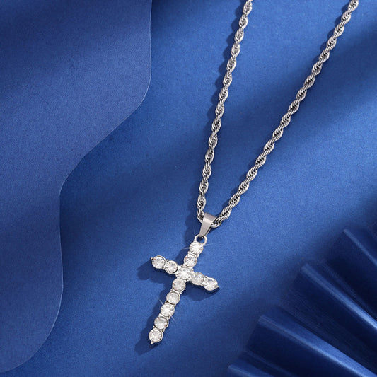 Hip Hop Diamond Cross Necklace For Women
