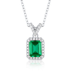 Emerald Pendant  S925 Silver Octagonal Emerald Pendant Necklace  girls product  women accessories  women product  trendy jewelry  jewelry  women products  necklace  ellexo shop  silver  Accessories  fashion  girls fashion  girls accessories  girls products  High-end Accessories  Luxury  New Arrival  pendant  women fashion  women jewelry