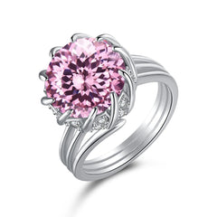 S925 Sterling Silver Fireworks Cut High Carbon Rhinestone Ring Women