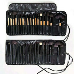 Professional makeup brush set in black wood finish