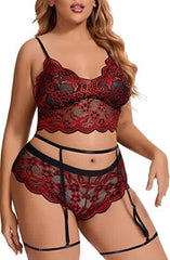 Red Temptation Lace Lingerie Set - Front View