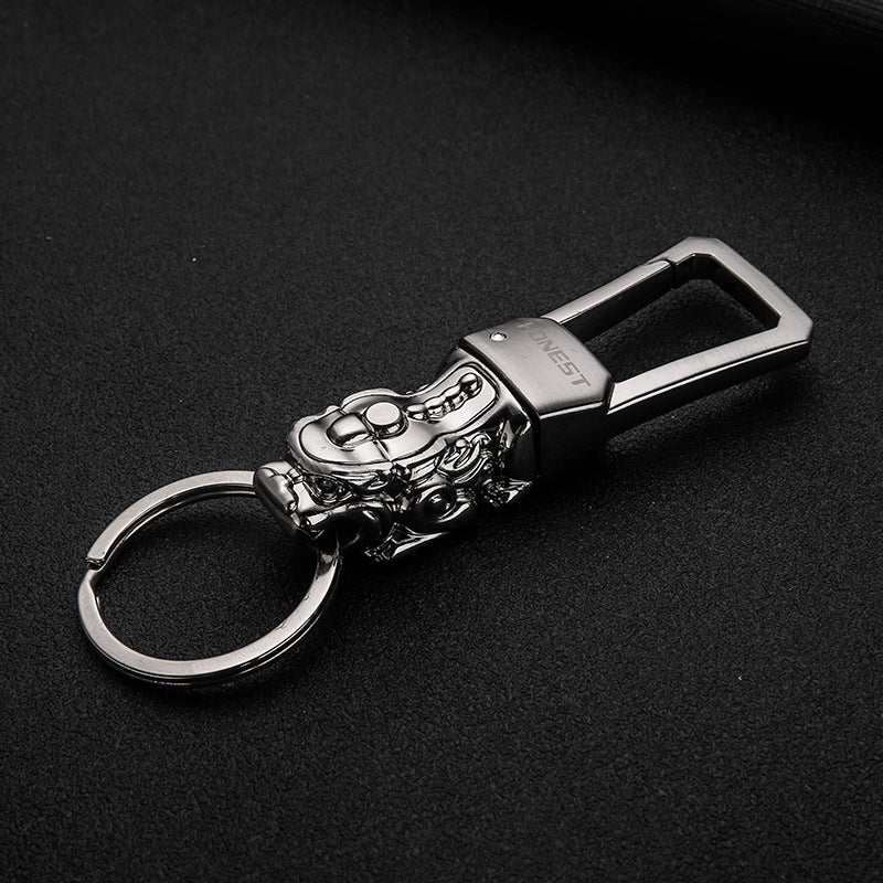 Retro Car Pendant Paixiu Keychain - White Nickel Drawing