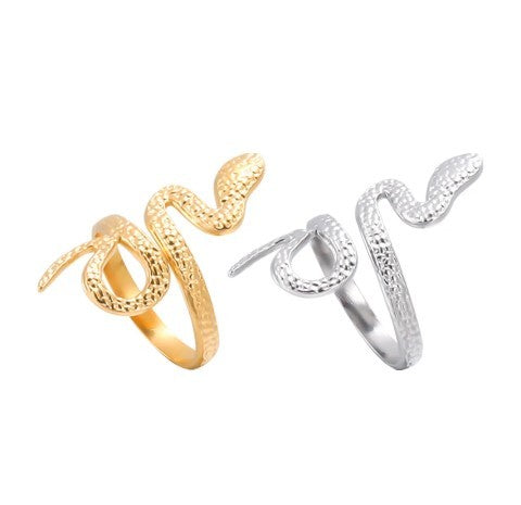 Stainless Steel Adjustable Snake Rings in 18K Gold & Silver