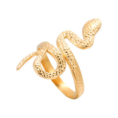 Stainless Steel Adjustable Snake Ring in 18K Gold 