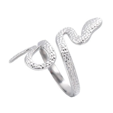 Stainless Steel Adjustable Snake Ring in 18K Silver