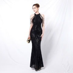 Women Backless Sequin Party Dress