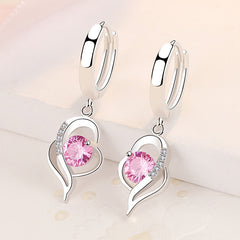 Long Fashion New Tide Heart-shaped Earrings White Copper Jewelry