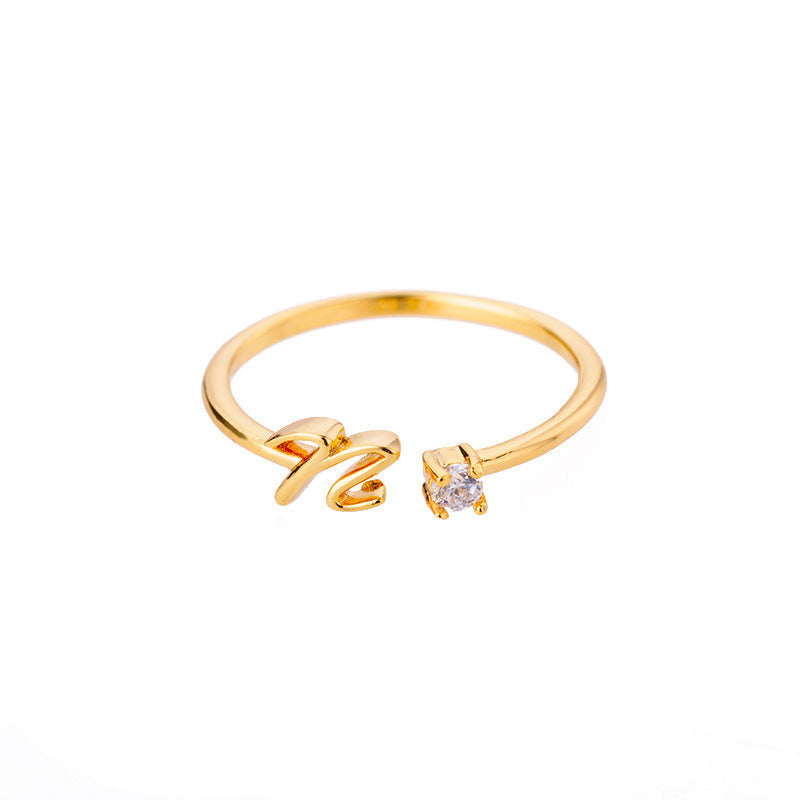 Letters Ring 26 Letters AZ Gold 18K Gold Plated Ring