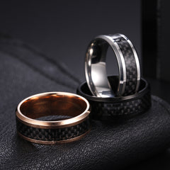 New Stainless Steel Men's Carbon Fiber Ring