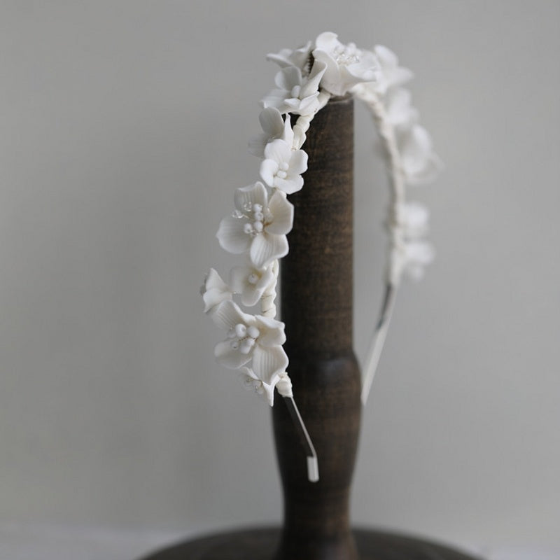 Bridal Ceramic Flower Headband Dense Flower