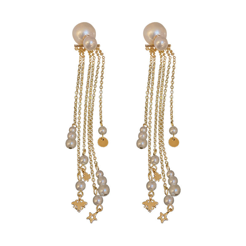 European And American 925 Silver Needle Pearl Tassel Earrings Women