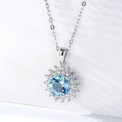 S925 Silver Natural Topaz Necklace Female