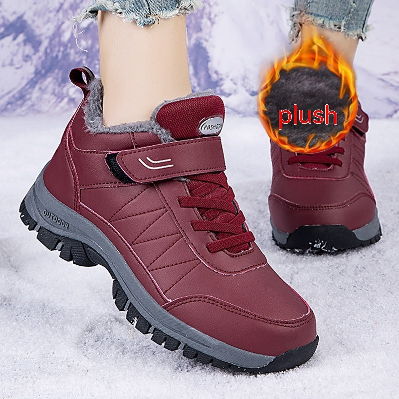 Men's High-top Travel Fleece-lined Warm Hiking Shoes