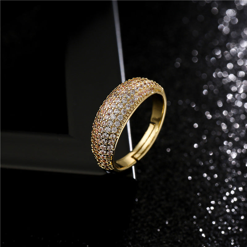 Stylish Copper Micro Set Diamond Zircon Ring