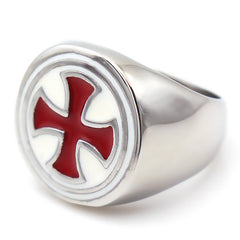 Retro Men's Titanium Steel Ring Red Drip Cross