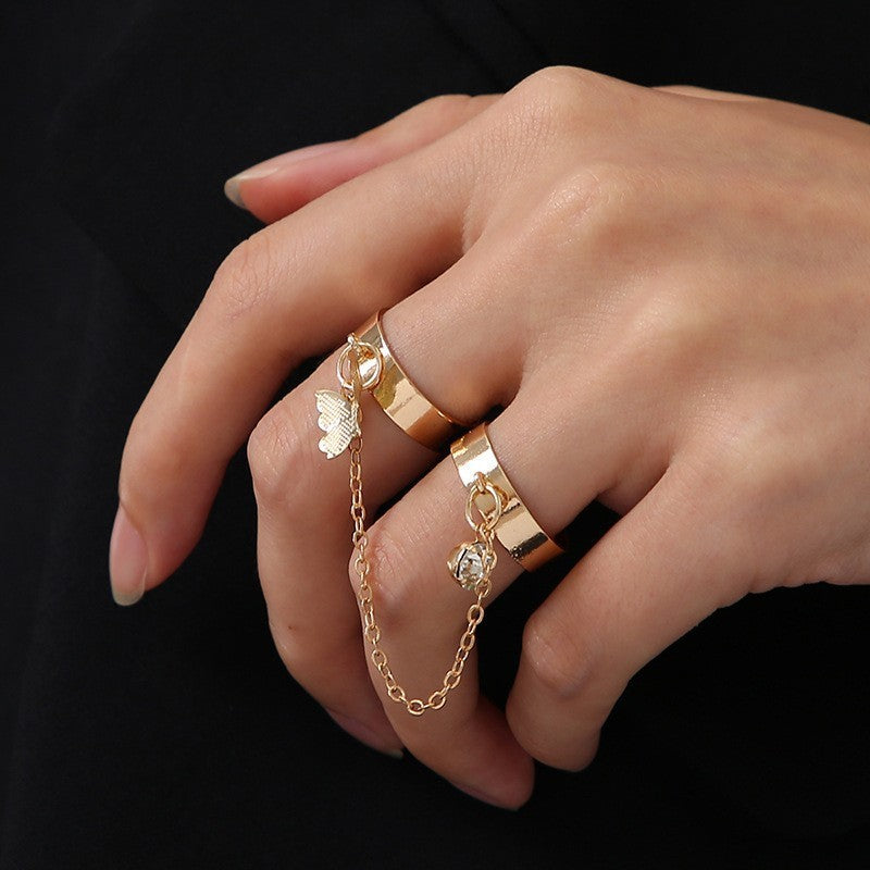 Fashion Punk Finger Siamese Bracelet Ring