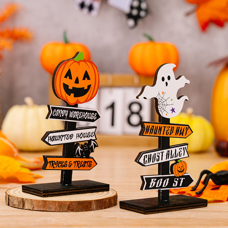 Ghost Festival Decoration Supplies Halloween Pumpkin Letters Wooden Decoration