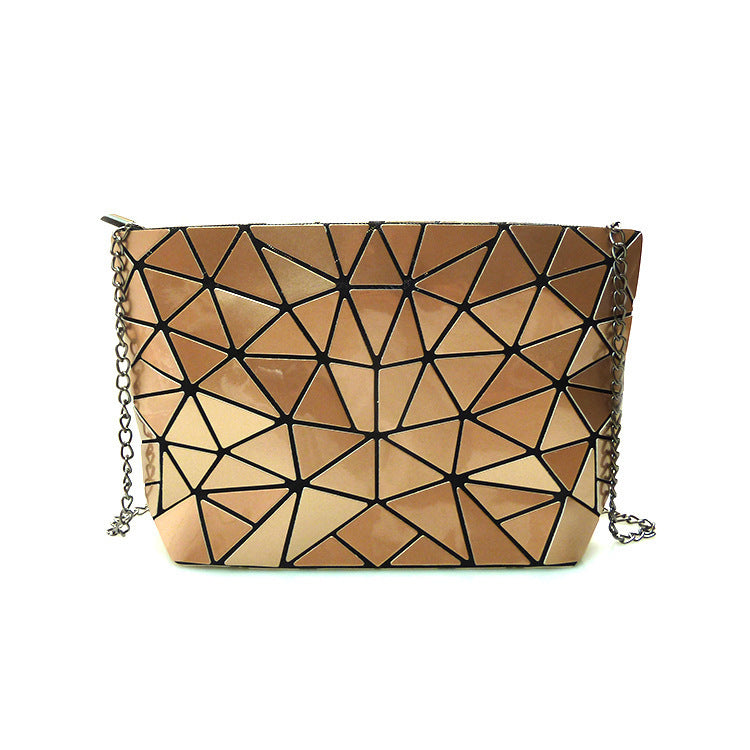 PU Geometric Diamond Lattice Single Shoulder Chain Bag For Women