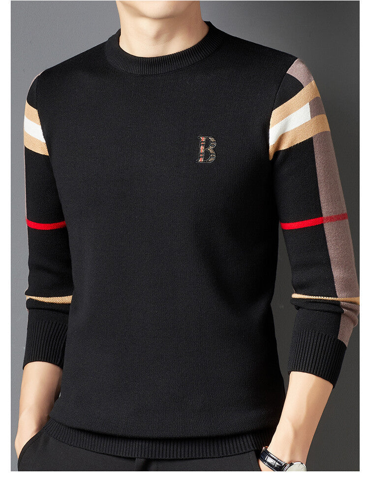 Men's Knitwear Men's Thin Color Matching Inner Wear Base Sweater