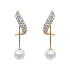 Full Diamond Pearl Earrings Female Temperament Simple