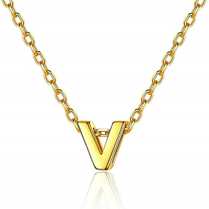 Gold 26 Letter Pendant Necklace European And American Simple