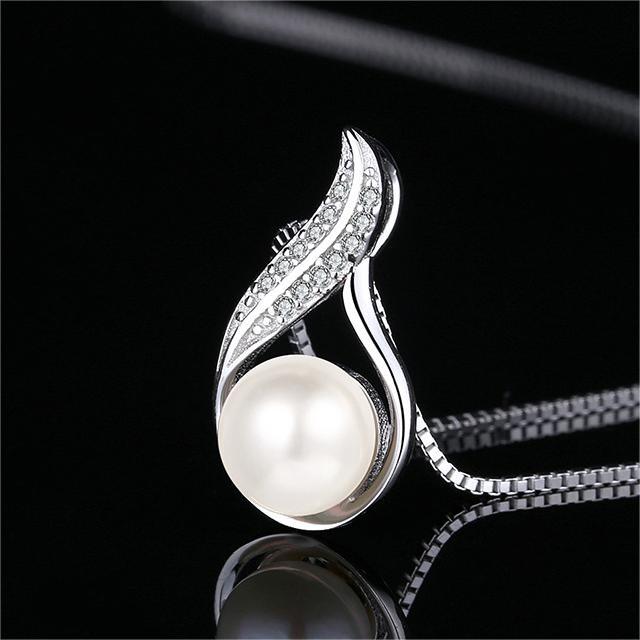 Women's Pearl Pendant Necklace S925 Sterling Silver Young Girl Style