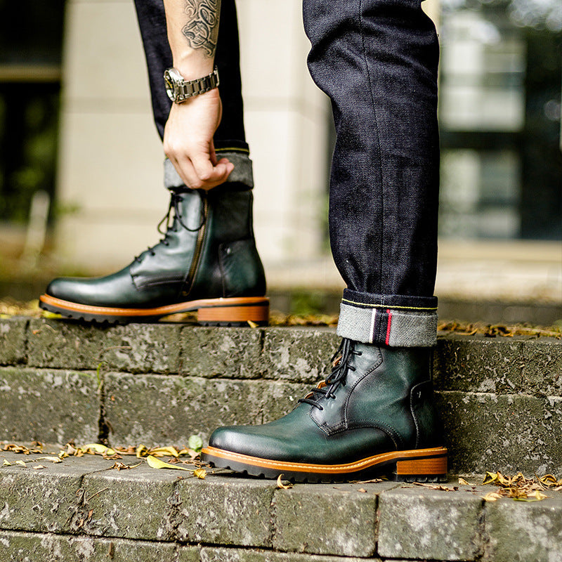 High-top Boots Autumn And Winter Martin Boots British Casual Short Boots Leather