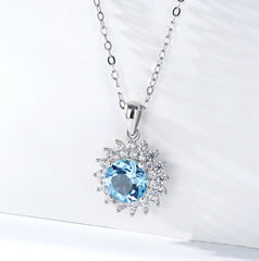 S925 Silver Natural Topaz Necklace Female