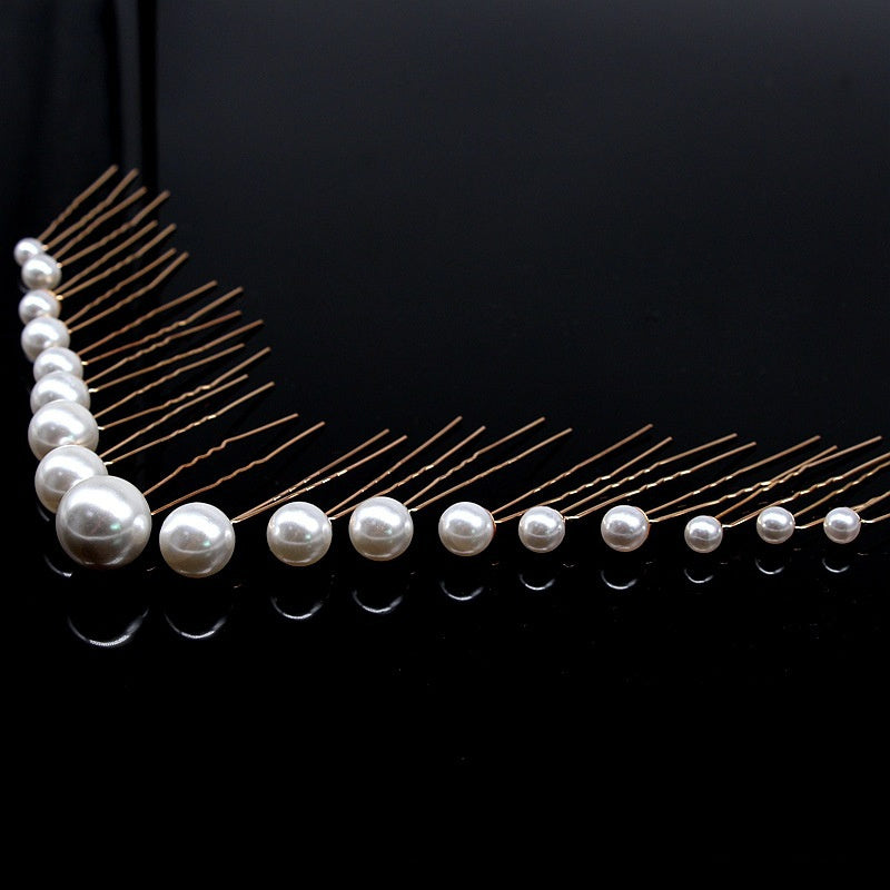 Pearl Hair Fork Clip Insert Needle Alloy Round Bead Headdress