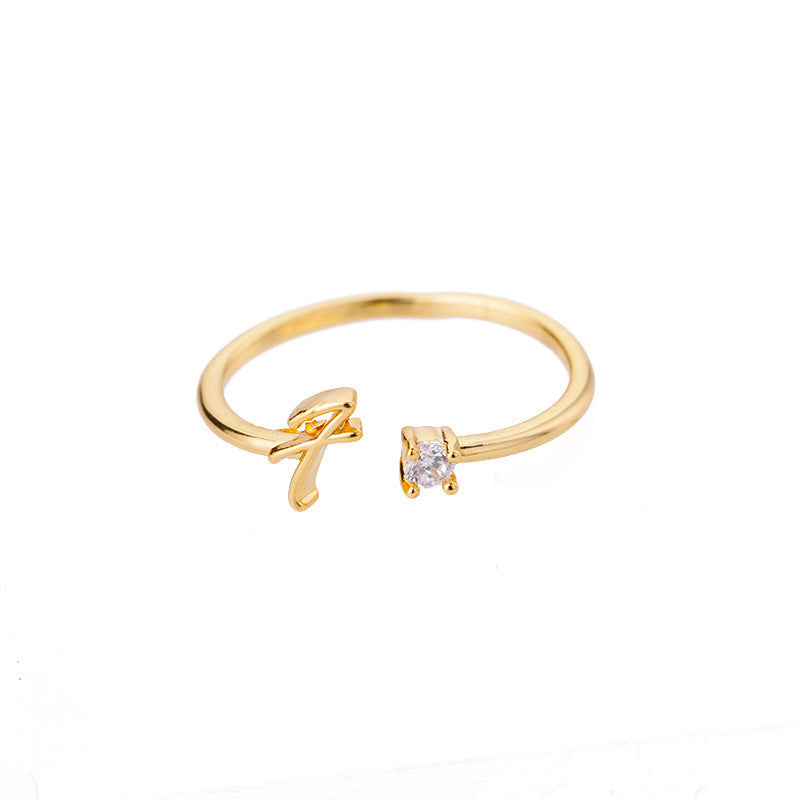 Letters Ring 26 Letters AZ Gold 18K Gold Plated Ring