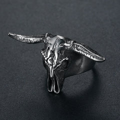 Personalized Titanium Steel Polished Vintage Aries Satan Ram Ring