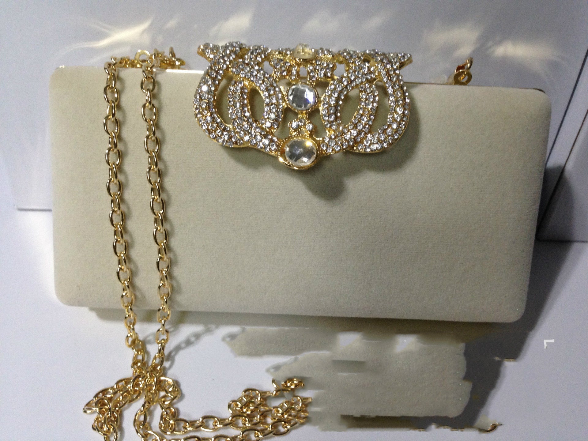 Rhinestone Crown Suede Ladies Bridal Bag