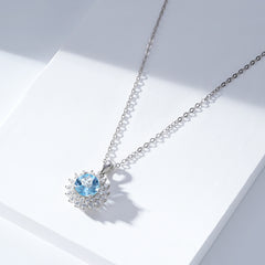 S925 Silver Natural Topaz Necklace Female