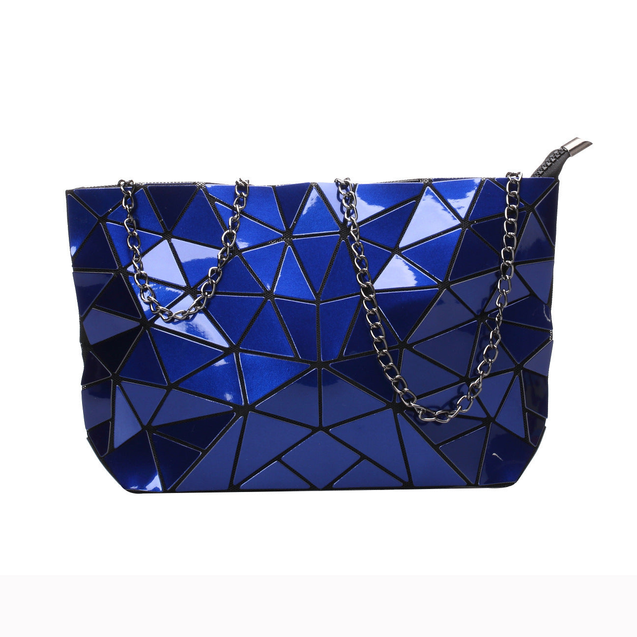 PU Geometric Diamond Lattice Single Shoulder Chain Bag For Women