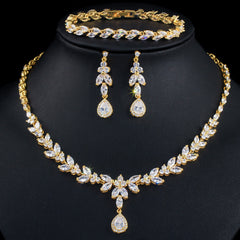 Zircon Necklace Earrings Bracelet Three Piece Set