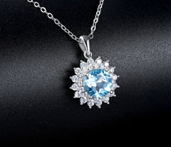 S925 Silver Natural Topaz Necklace Female