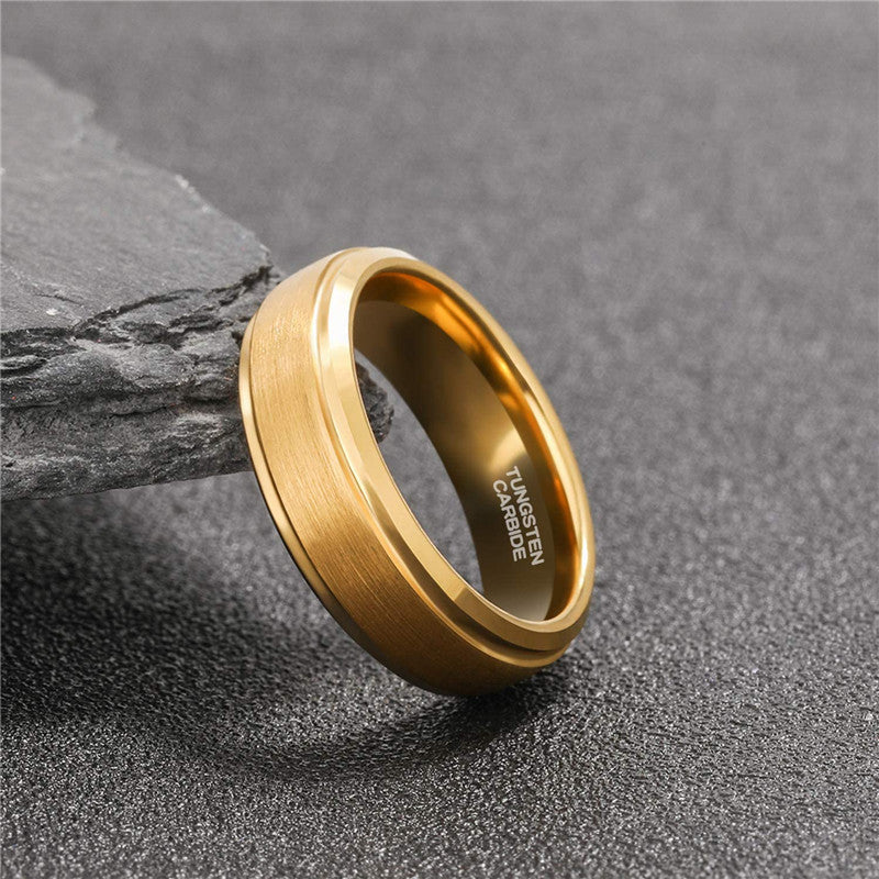 Lasa Chamfered Gold Tungsten Steel Ring