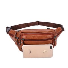 Cowhide Men's Belt Bag Leather Shoulder Bag Chest Bag