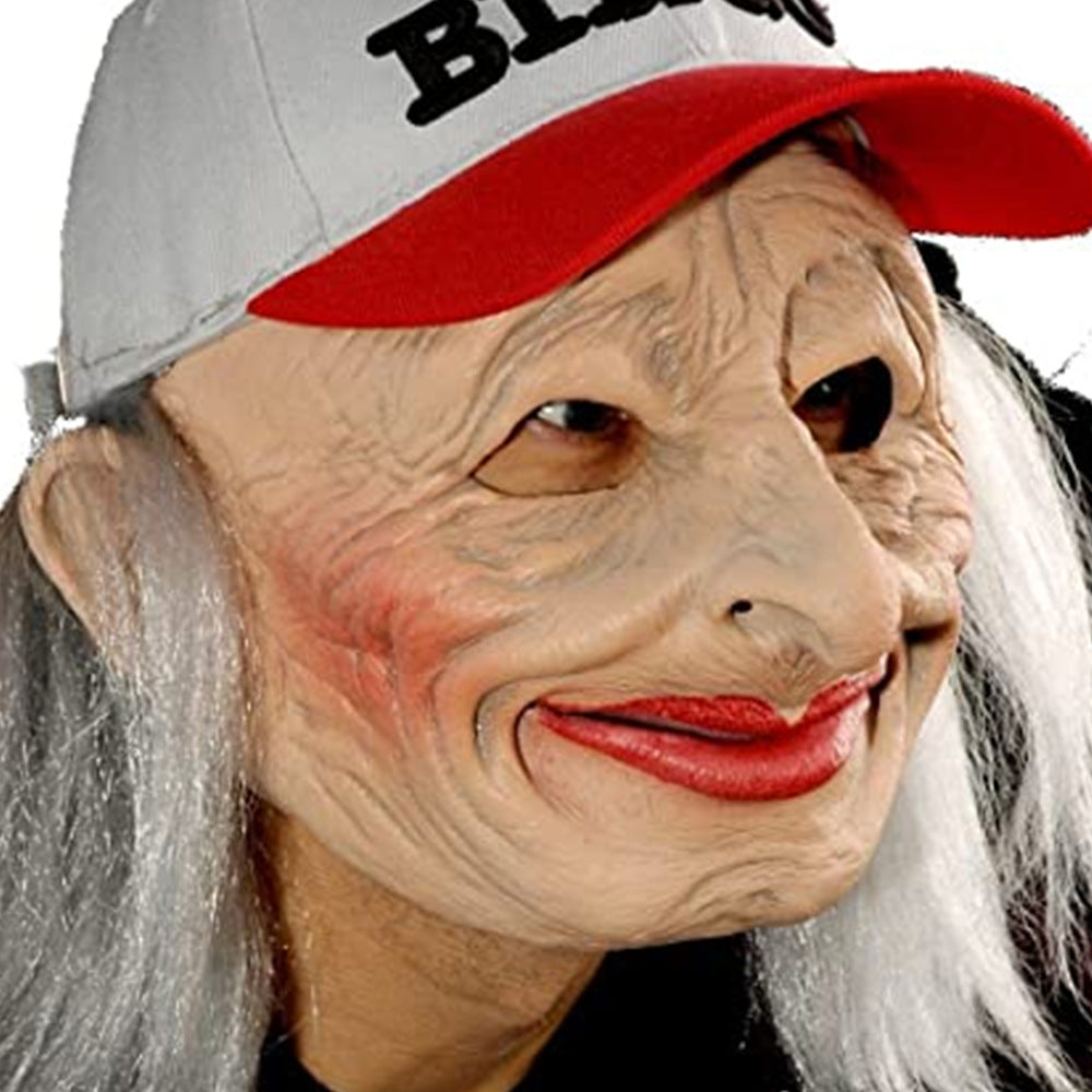 Halloween Granny Mask Latex Headgear Wig Mask