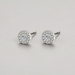 S925 Silver Hypoallergenic Full Diamond Round Earrings