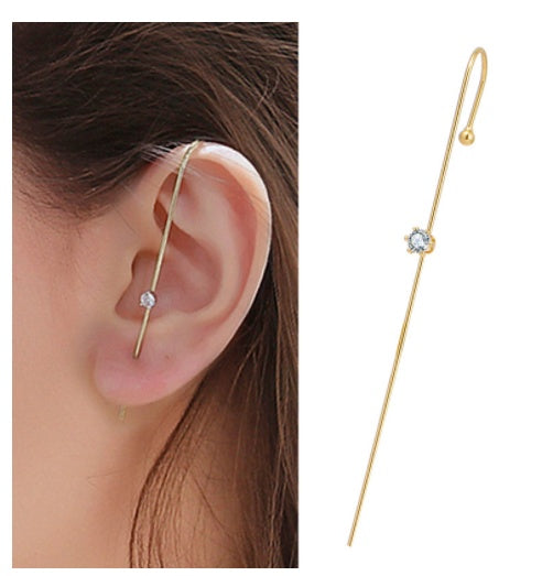 Bronze And Diamond-plated Real Gold Pierced Women's Lightning Earrings