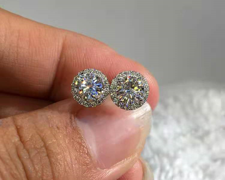 Simple And Fashionable Round Earrings With Full Rhinestonessmall And Cute Style