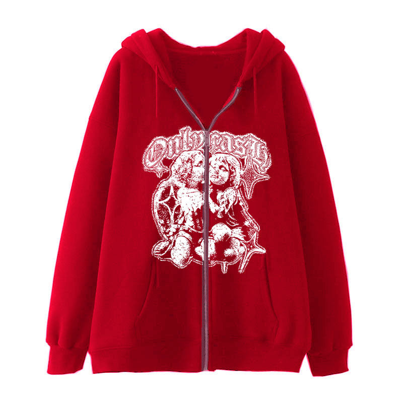 Women’s Casual Angel Wings Zipper Hoodie