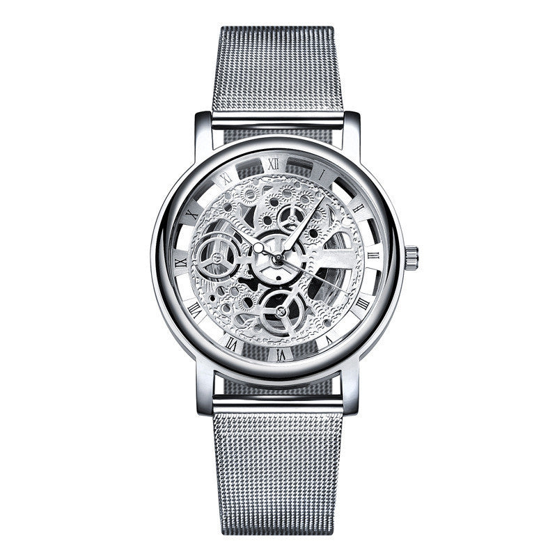 Men's Transparent Cutout Roman Mesh Quartz Watch