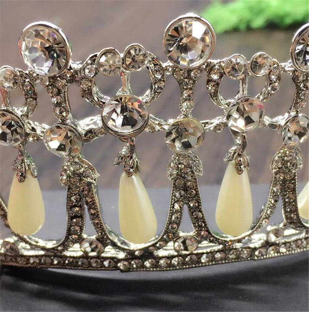 Bridal Crown Rhinestone Pearl Water Drop Hair Accessories Wedding Dress Ornaments