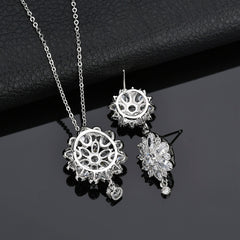 Zircon Necklace And Earring Set Dragon Girl Flower Zircon Jewelry