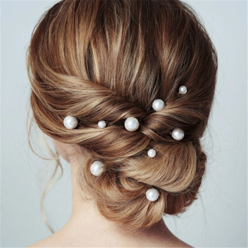 Pearl Hair Fork Clip Insert Needle Alloy Round Bead Headdress