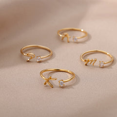 Letters Ring 26 Letters AZ Gold 18K Gold Plated Ring