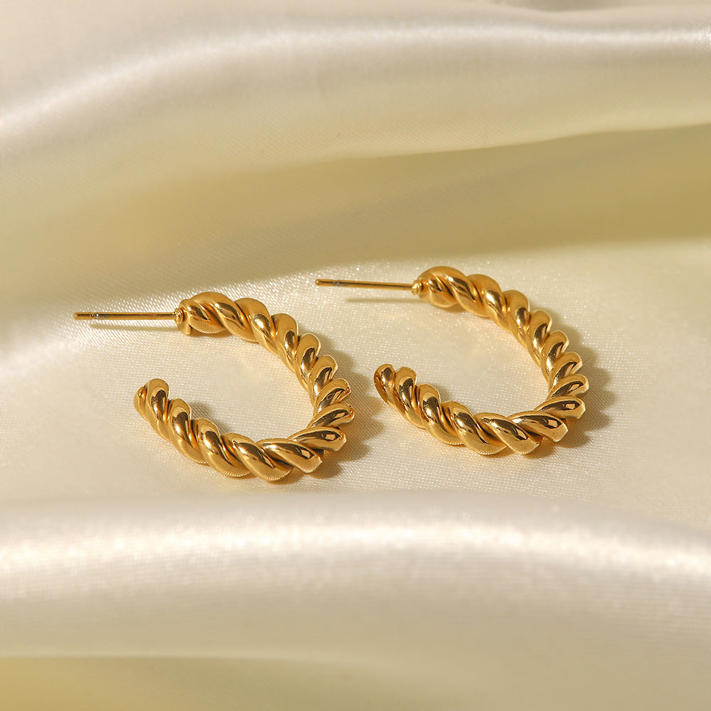 Fashion Creative Earrings 18ct Gold Twist Geometric